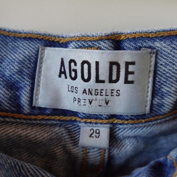 Agolde 90s Jeans Womens 29 Distressed High Rise Straight Leg Button Fly Denim - Picture 4 of 12
